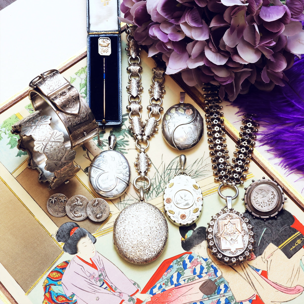 Antique 1880's Silver Aesthetic Movement Earrings