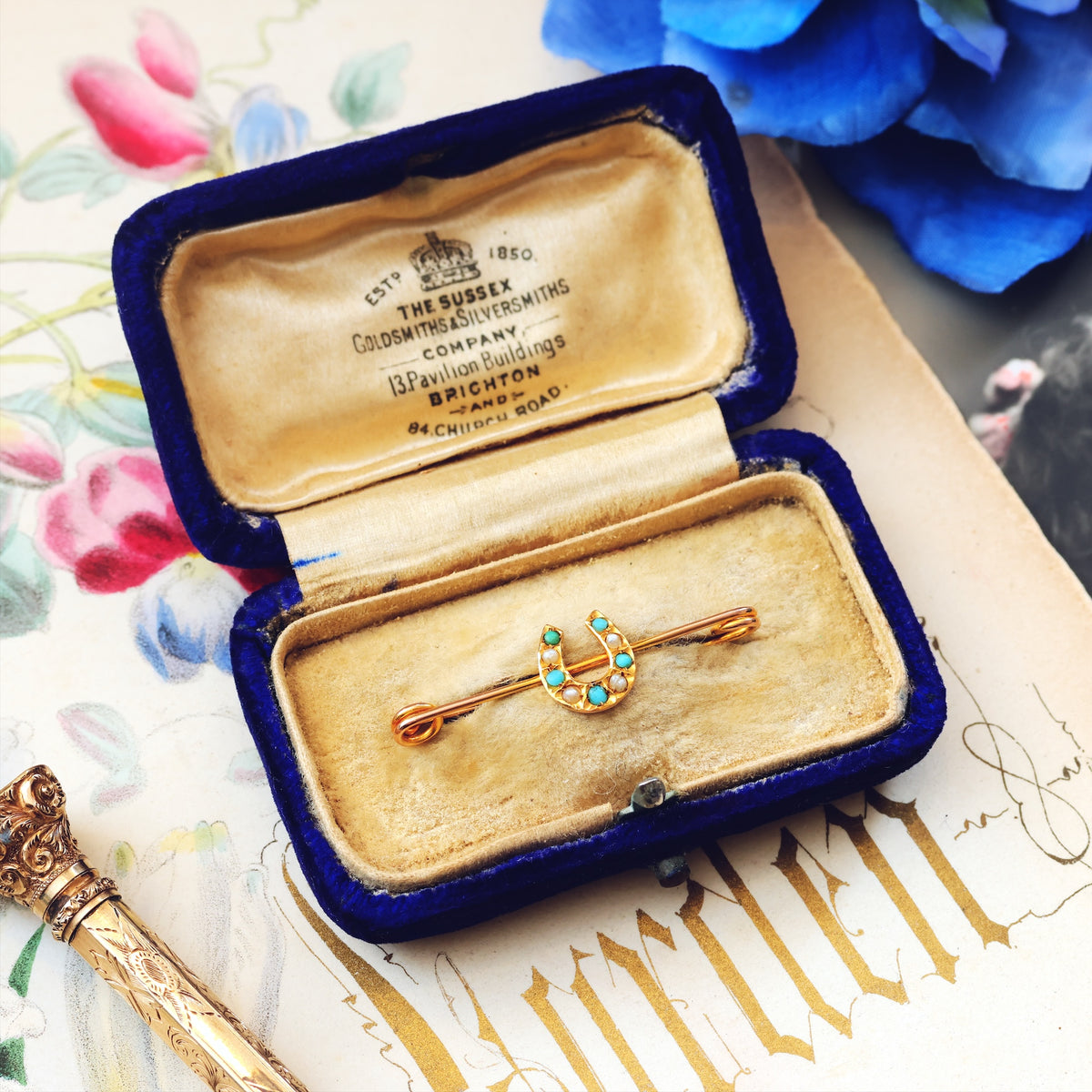 Sentimental Victorian Lucky Horseshoe Pin