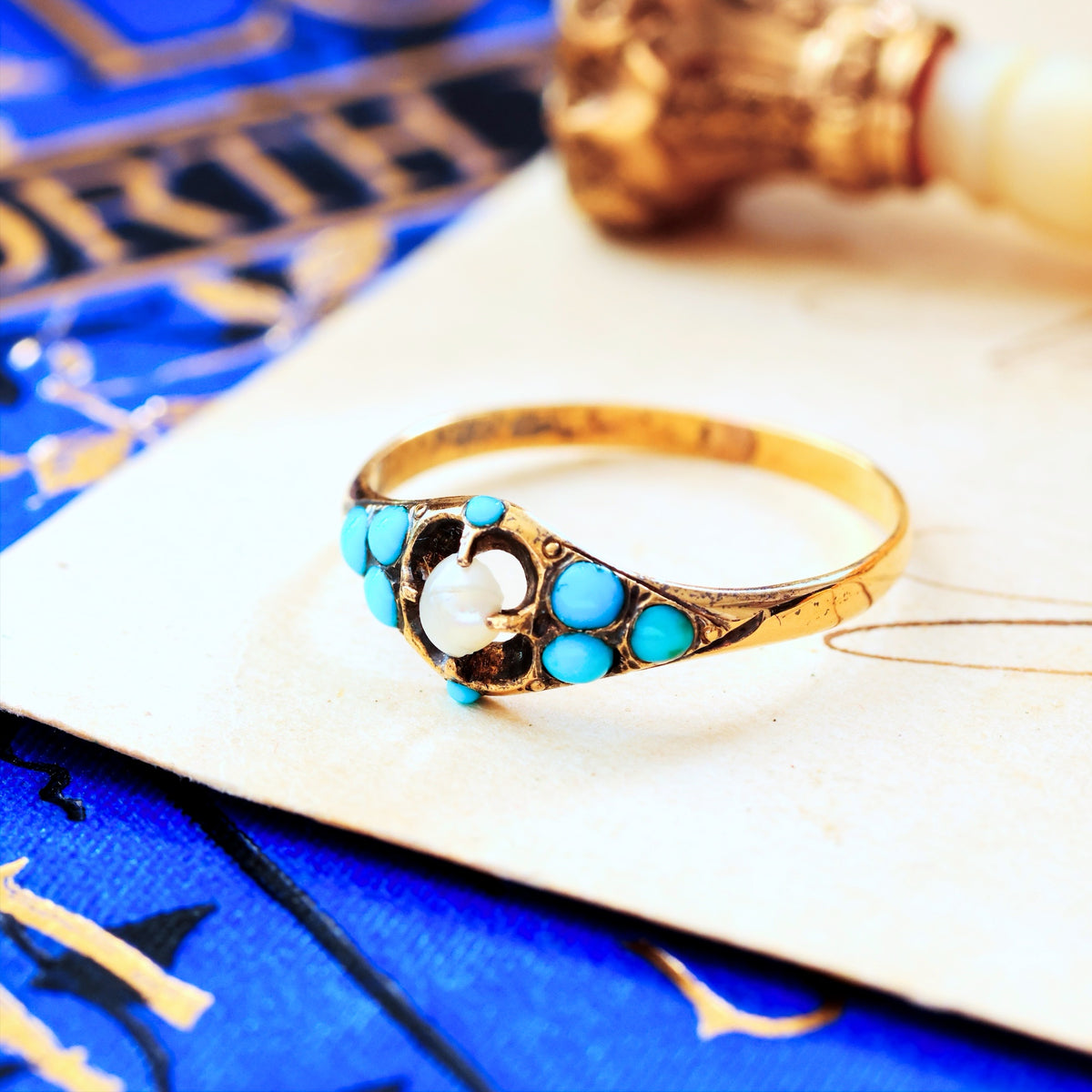 Fond Love Victorian Turquoise 'Forget me not' Ring