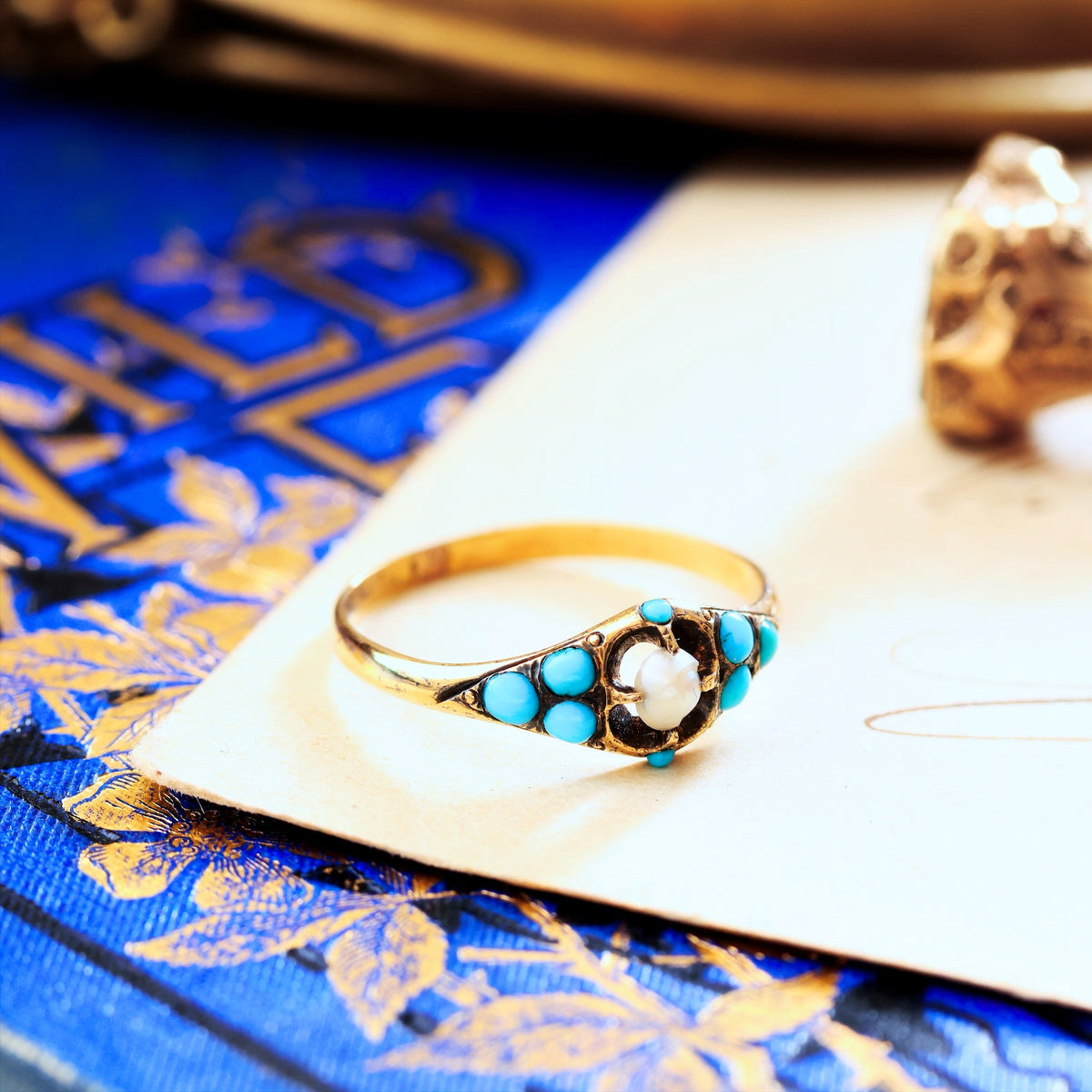 Fond Love Victorian Turquoise 'Forget me not' Ring