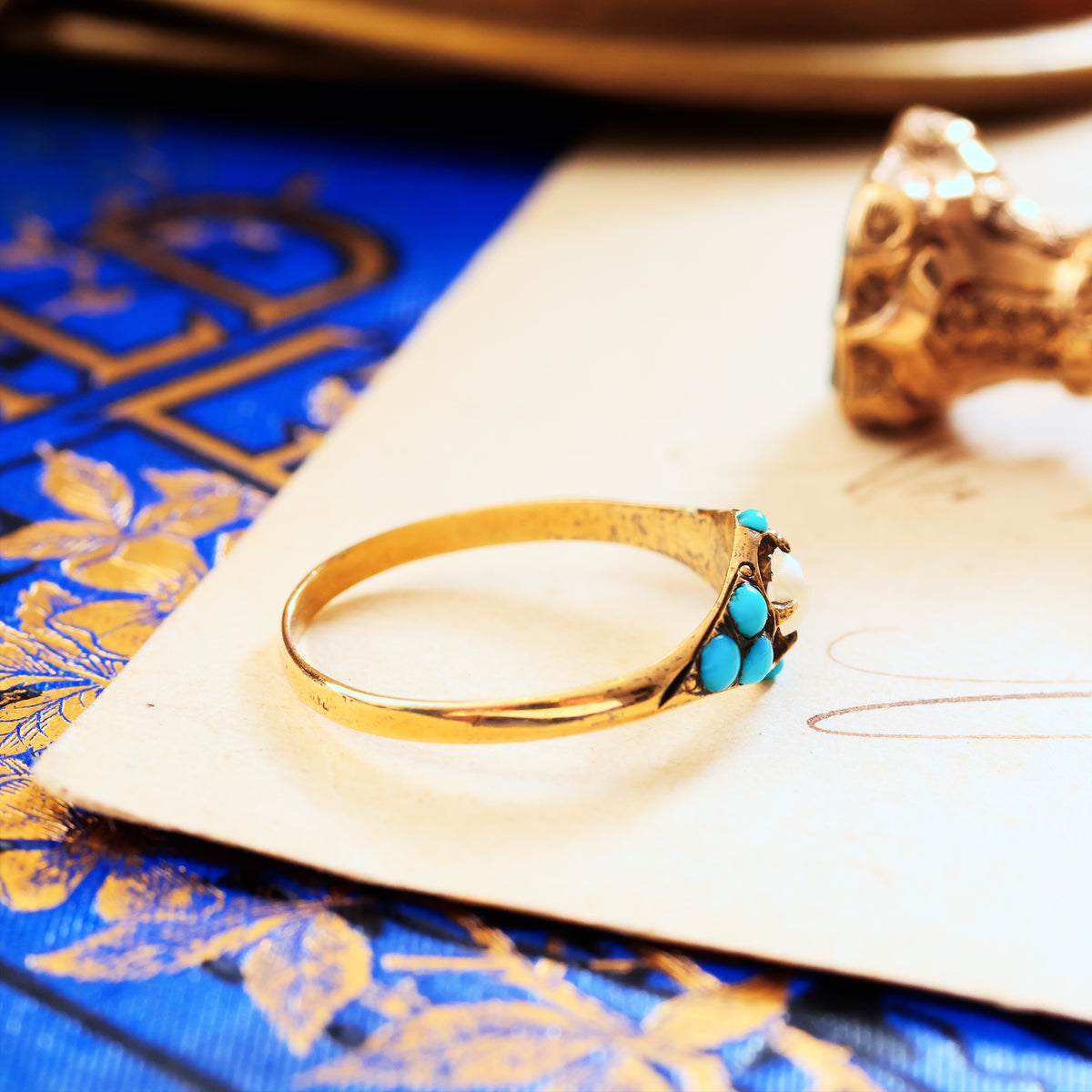 Fond Love Victorian Turquoise 'Forget me not' Ring