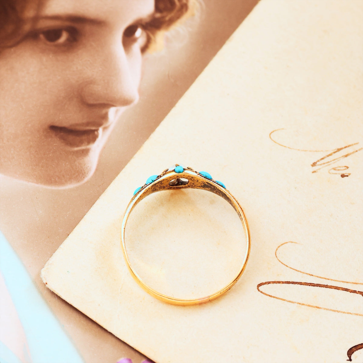Fond Love Victorian Turquoise 'Forget me not' Ring
