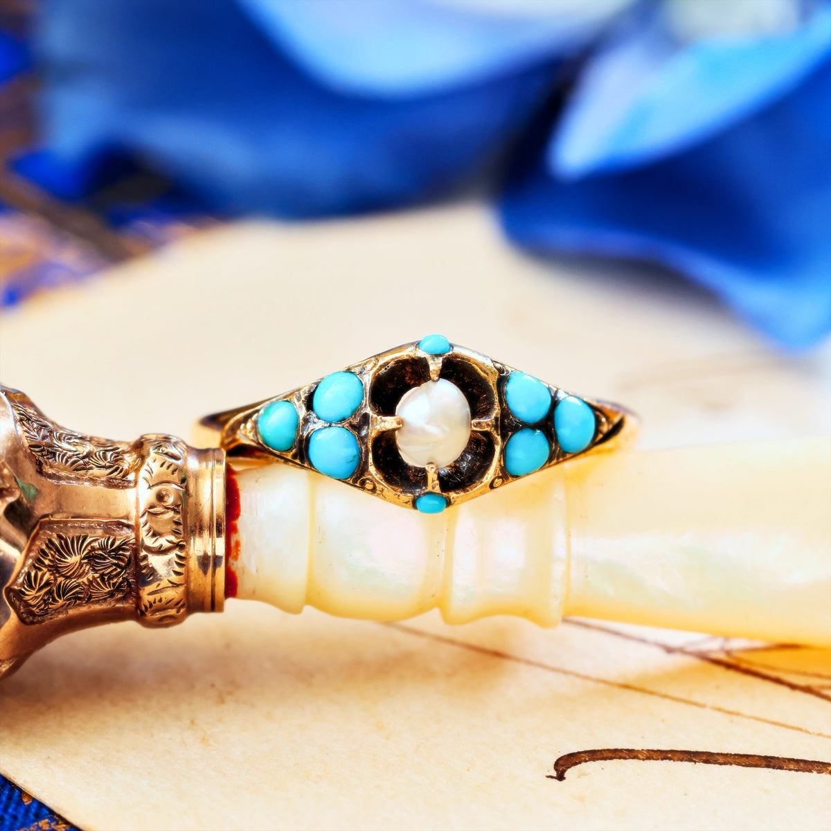 Fond Love Victorian Turquoise 'Forget me not' Ring