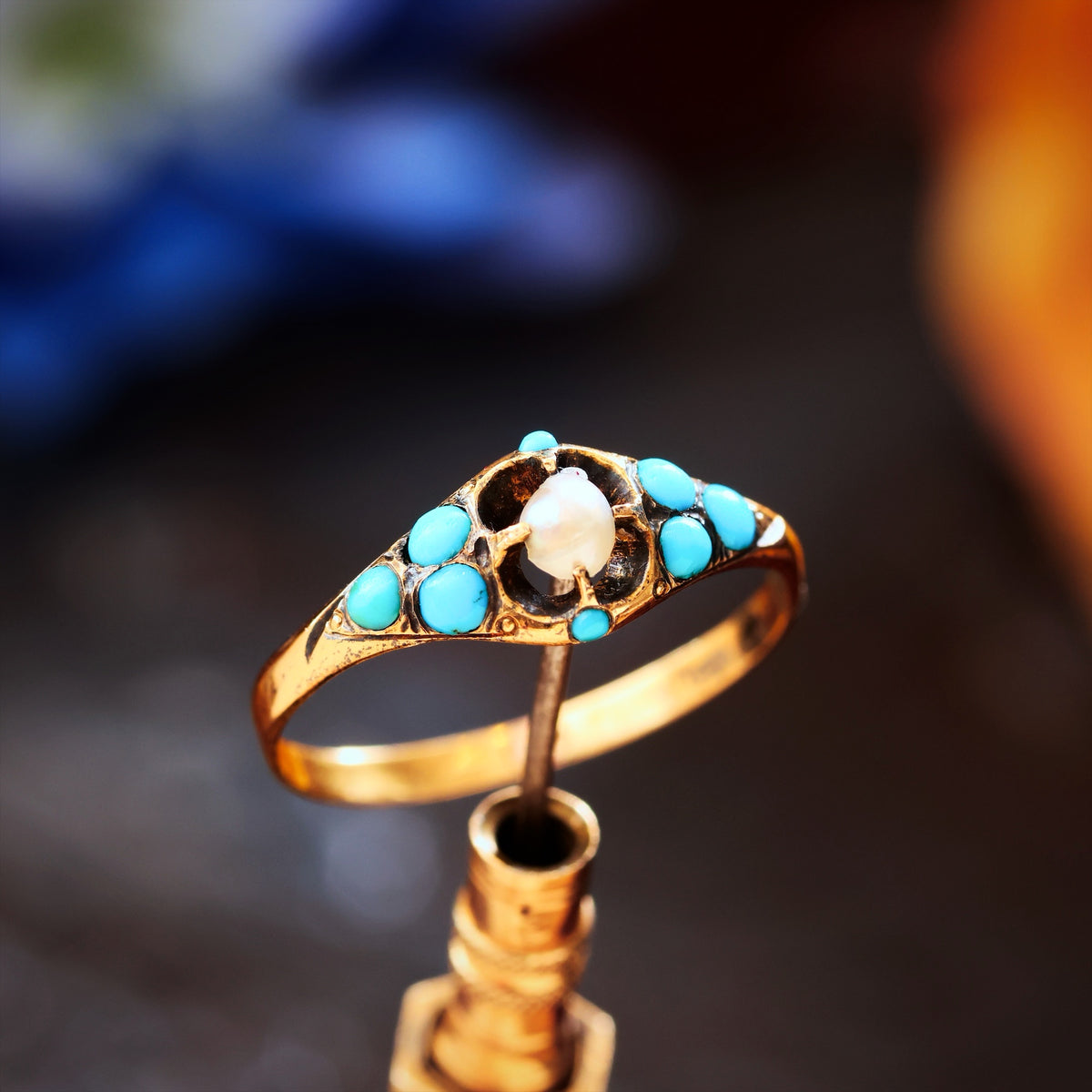 Fond Love Victorian Turquoise 'Forget me not' Ring