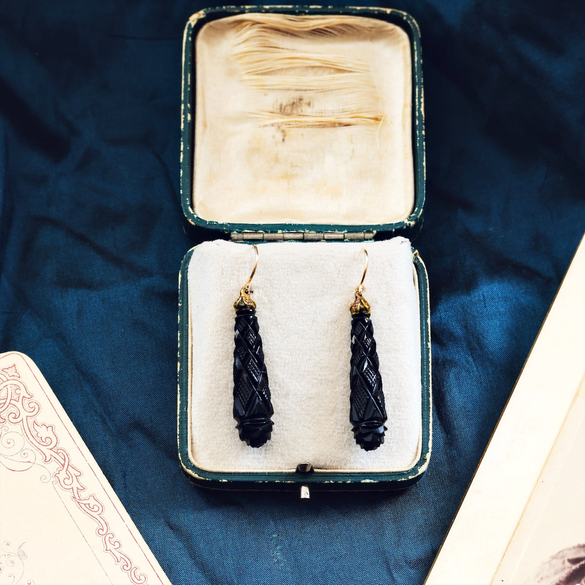 Antique Victorian Whitby Jet Earrings