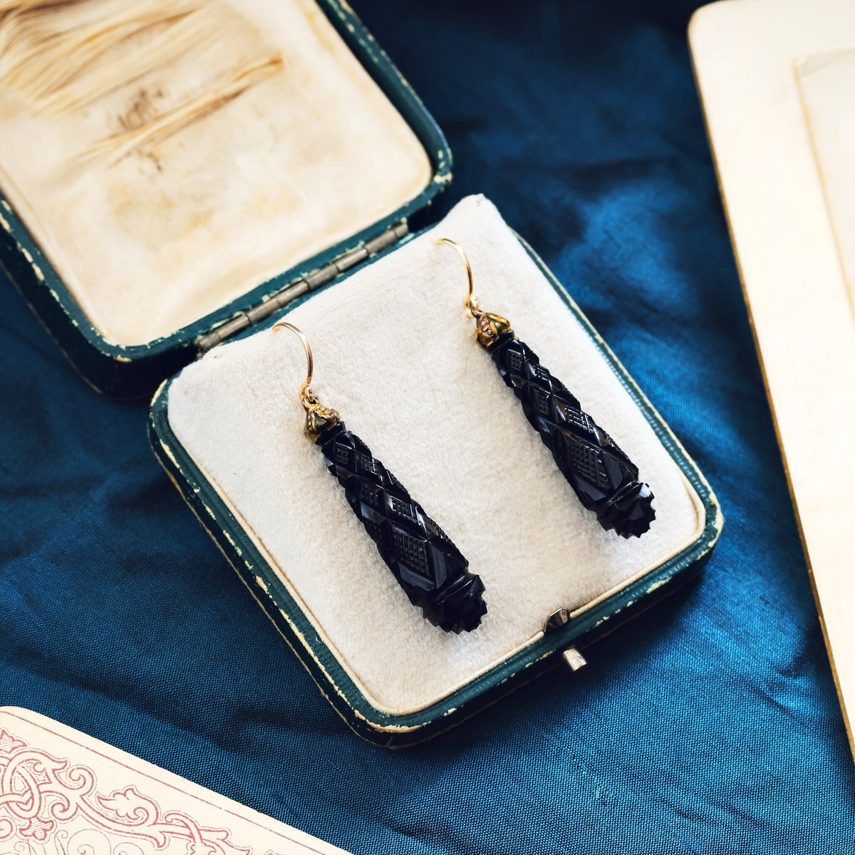 Antique Victorian Whitby Jet Earrings