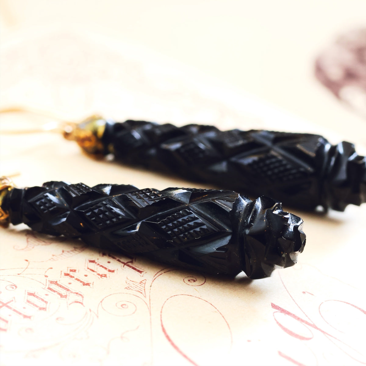 Antique Victorian Whitby Jet Earrings