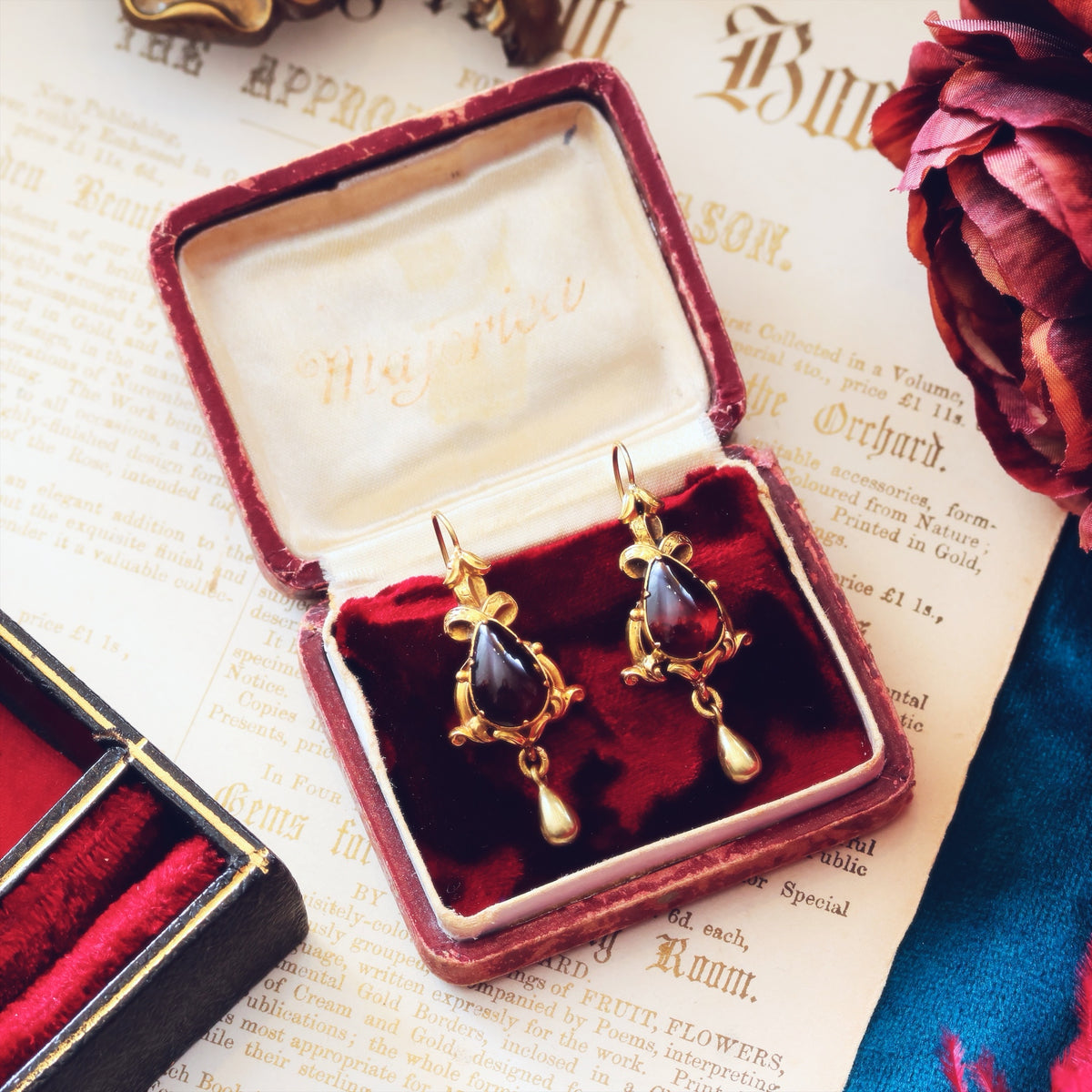 Dramatic Victorian Gothic Garnet Earrings