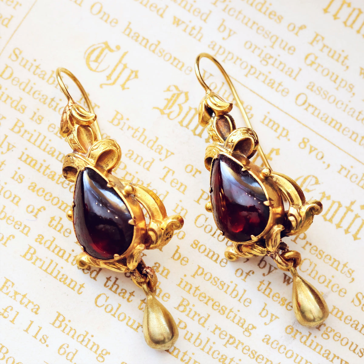 Dramatic Victorian Gothic Garnet Earrings
