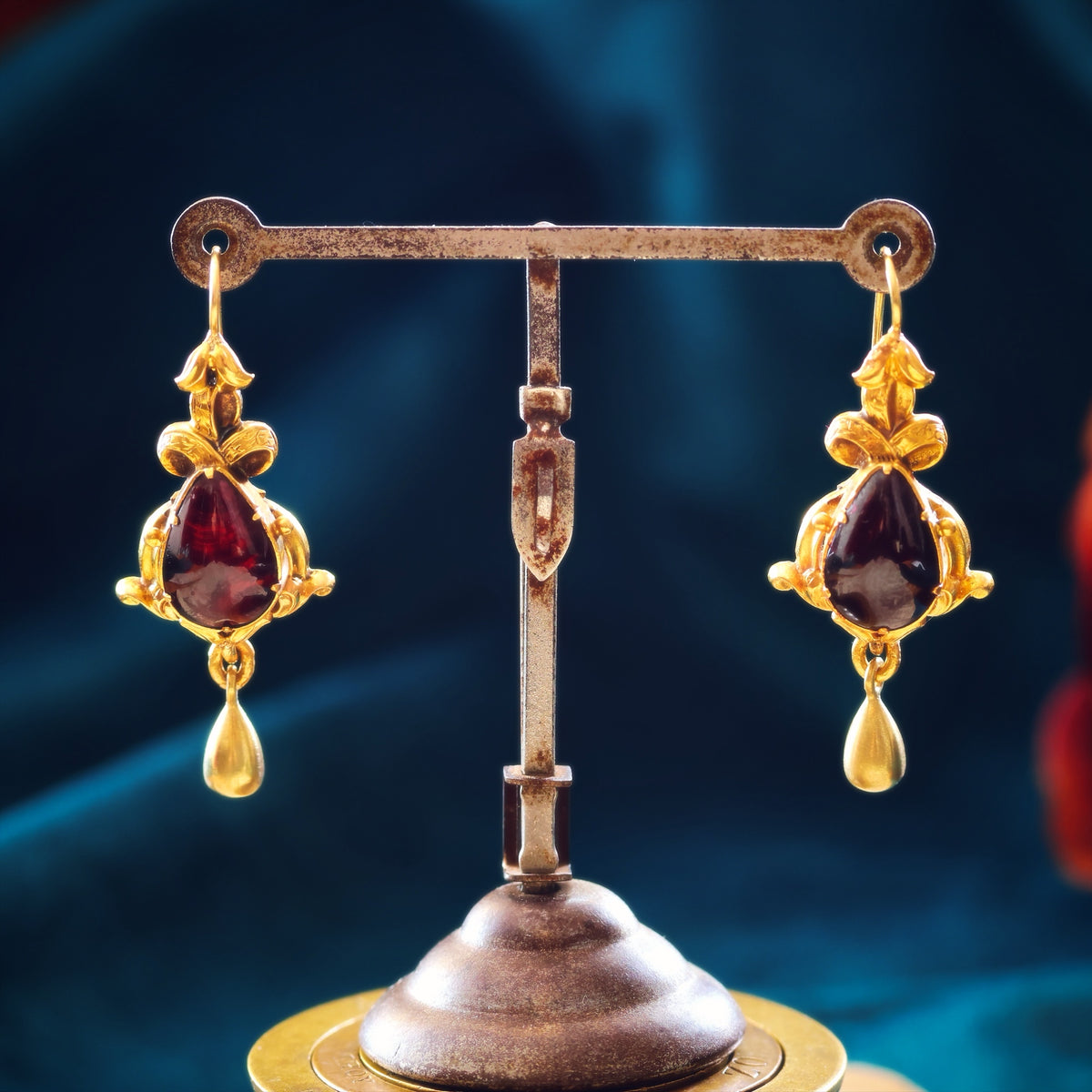 Antique Victorian Gothic Garnet Earrings
