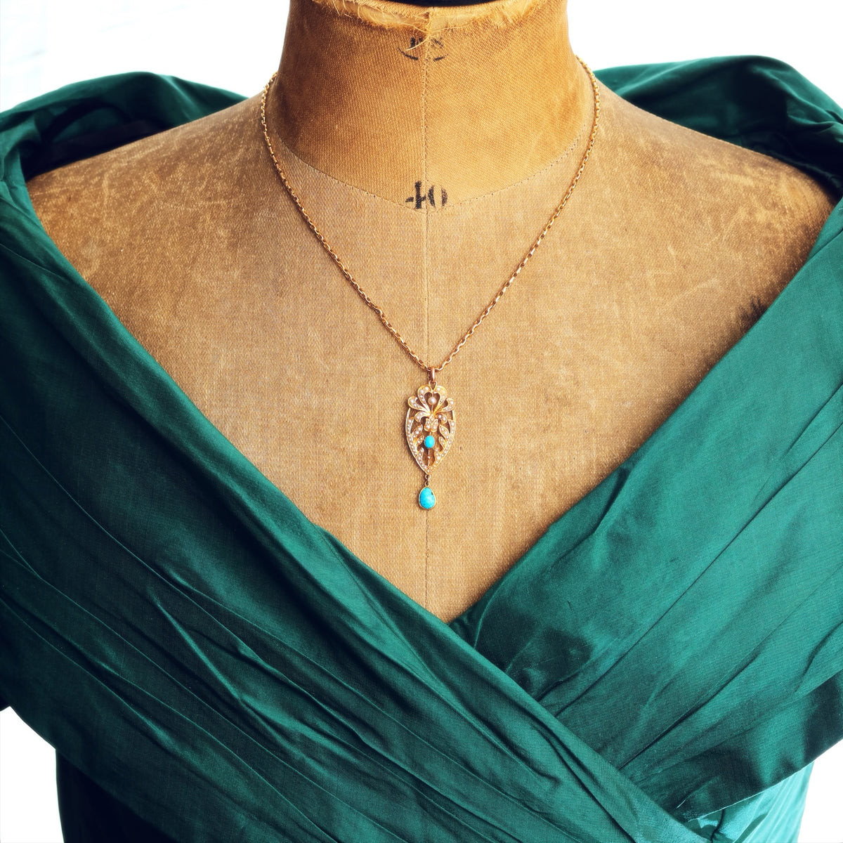 Gorgeous!! Antique Wild Pearl & Turquoise Pendant