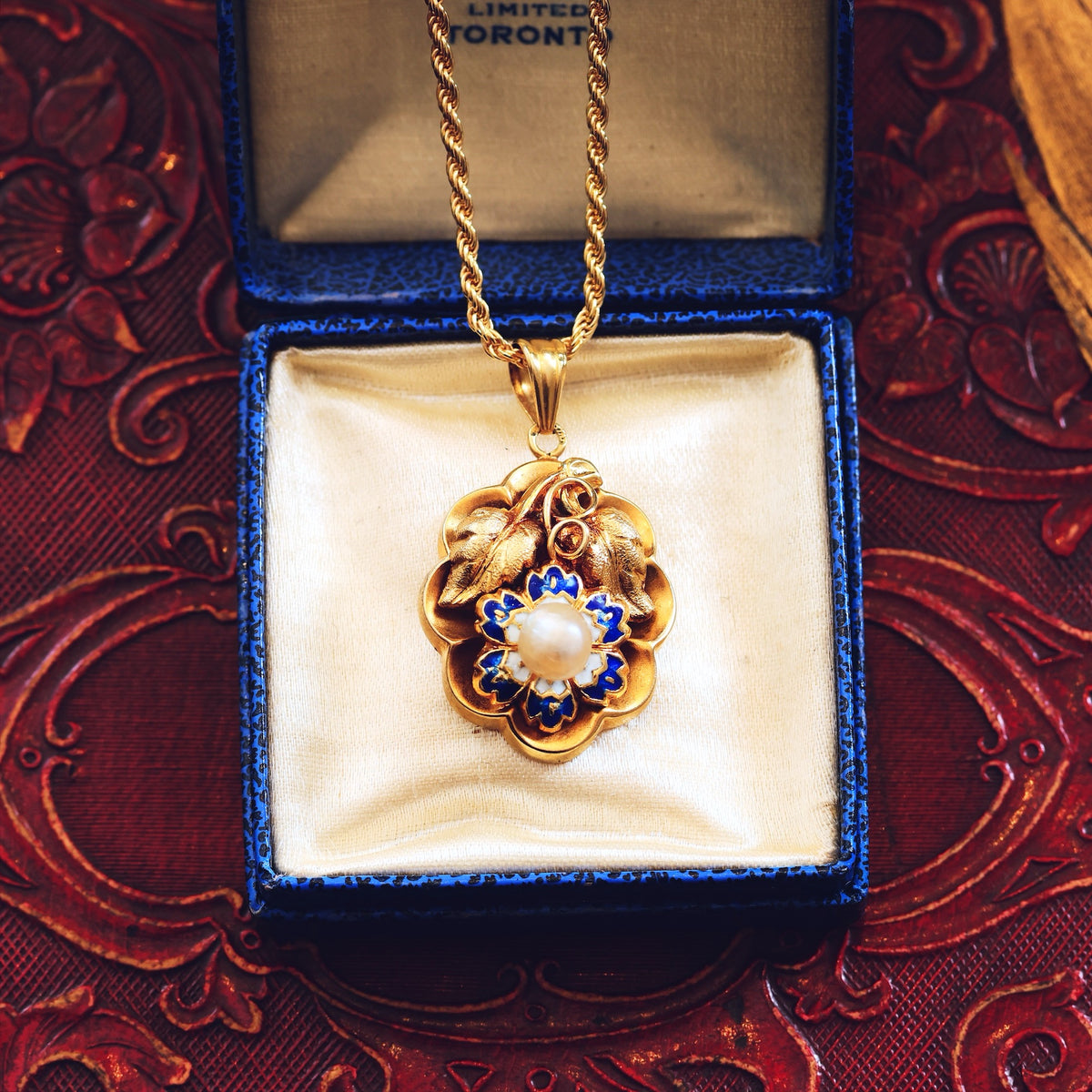 Dreamy Antique Wild Pearl Enamel Blossom Pendant