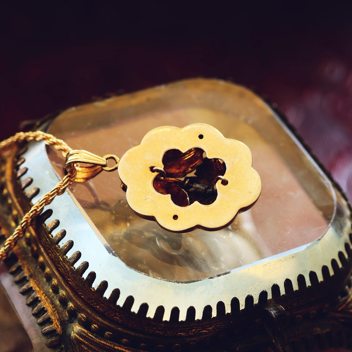 Dreamy Antique Wild Pearl Enamel Blossom Pendant