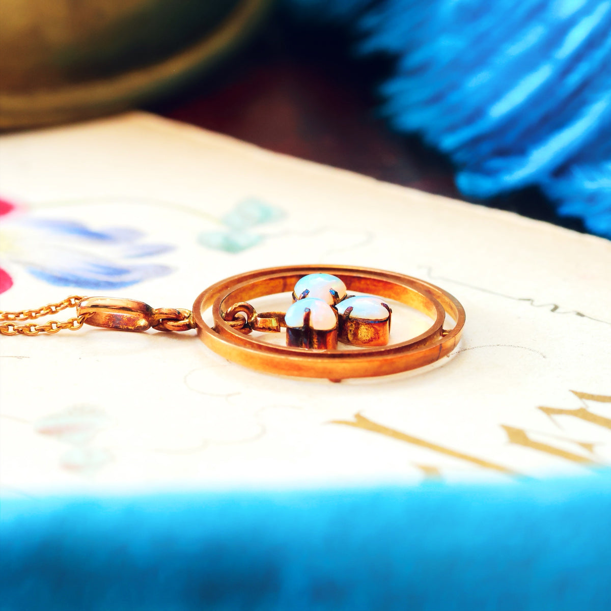 Sweetheart Antique Edwardian Shamrock Opal Pendant