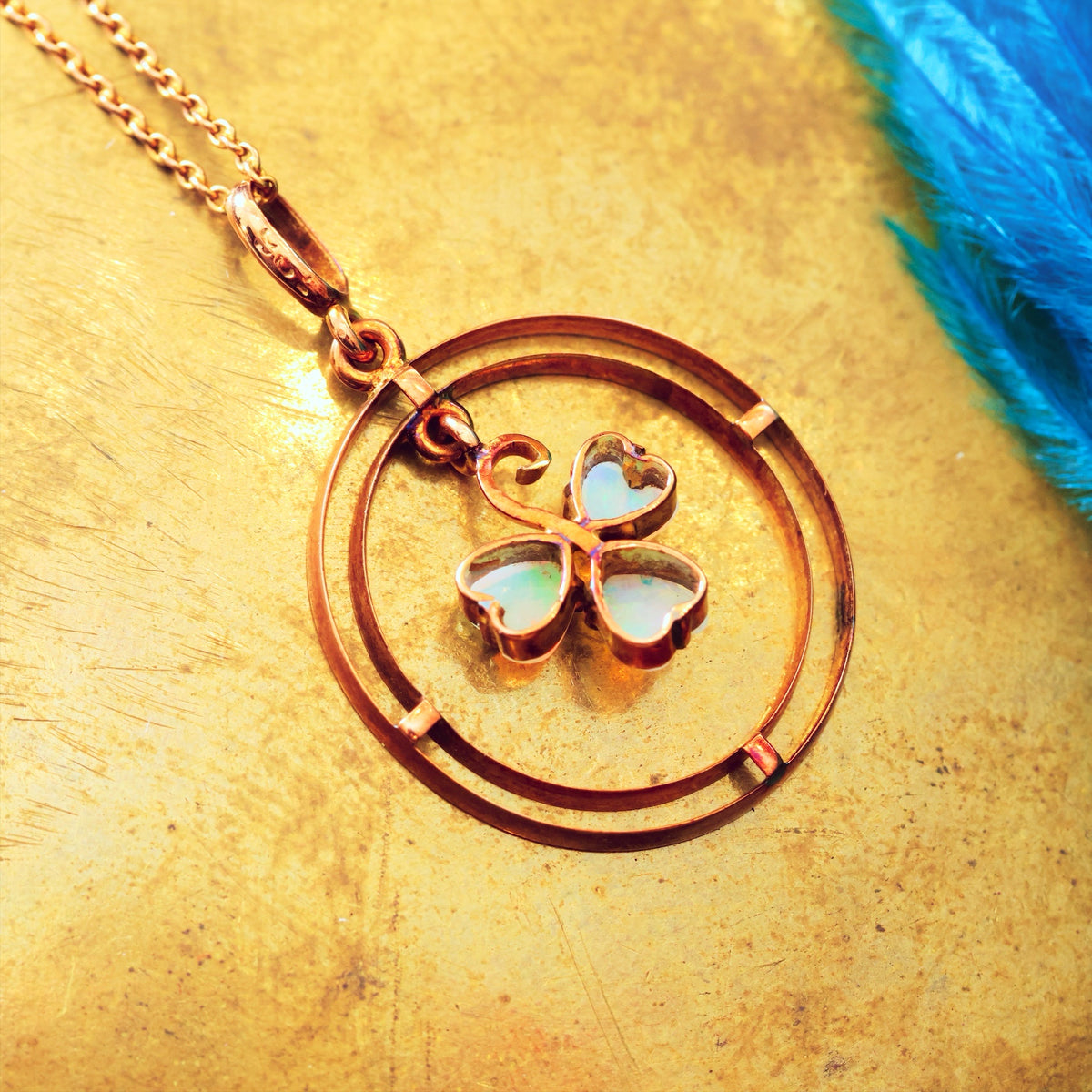 Sweetheart Antique Edwardian Shamrock Opal Pendant