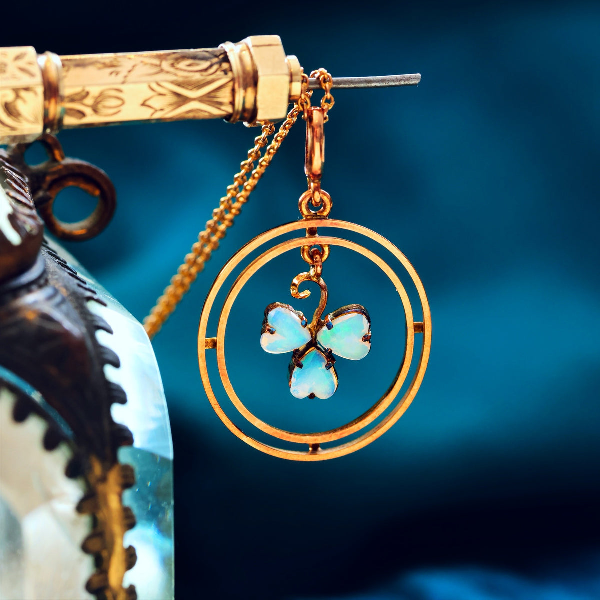 Antique Edwardian Shamrock Opal Pendant