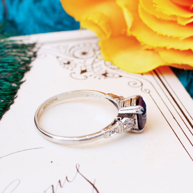 Vintage Art Deco Sapphire & Diamond Engagement Ring