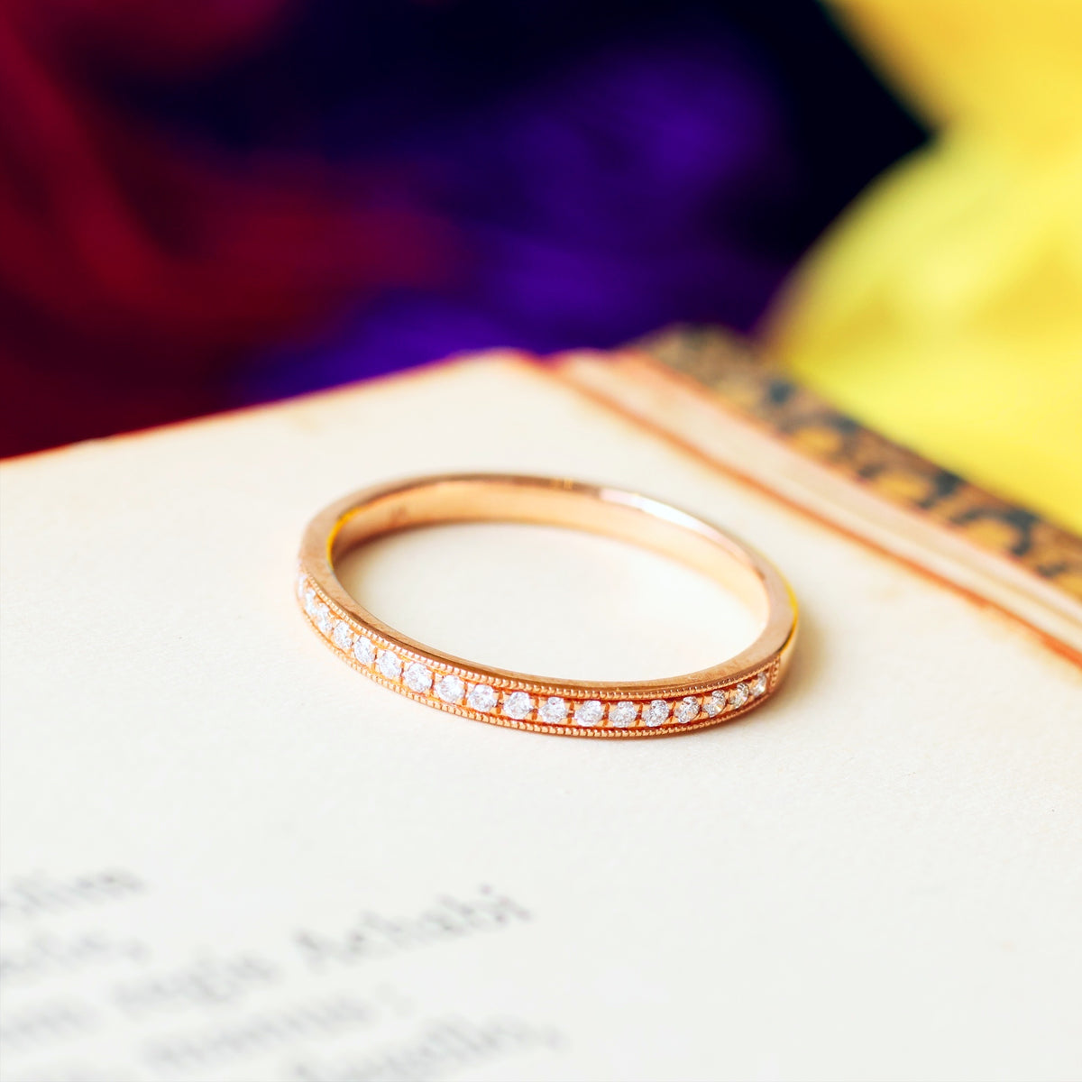 Slim 9ct Rose Gold Diamond Half Eternity Band