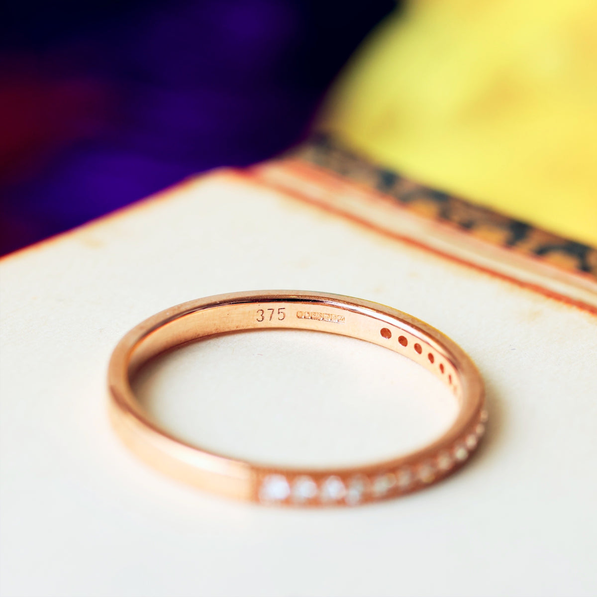 Slim 9ct Rose Gold Diamond Half Eternity Band