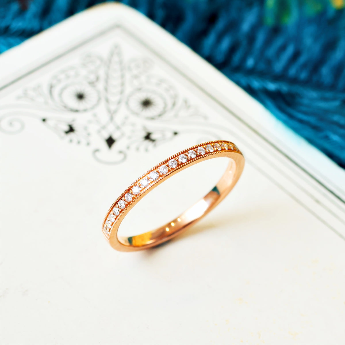 Slim 9ct Rose Gold Diamond Half Eternity Band