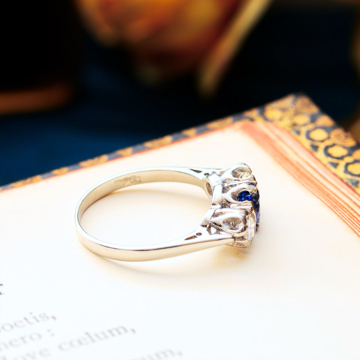 Dazzlin' Vintage Ceylon Sapphire & Diamond Engagement Ring