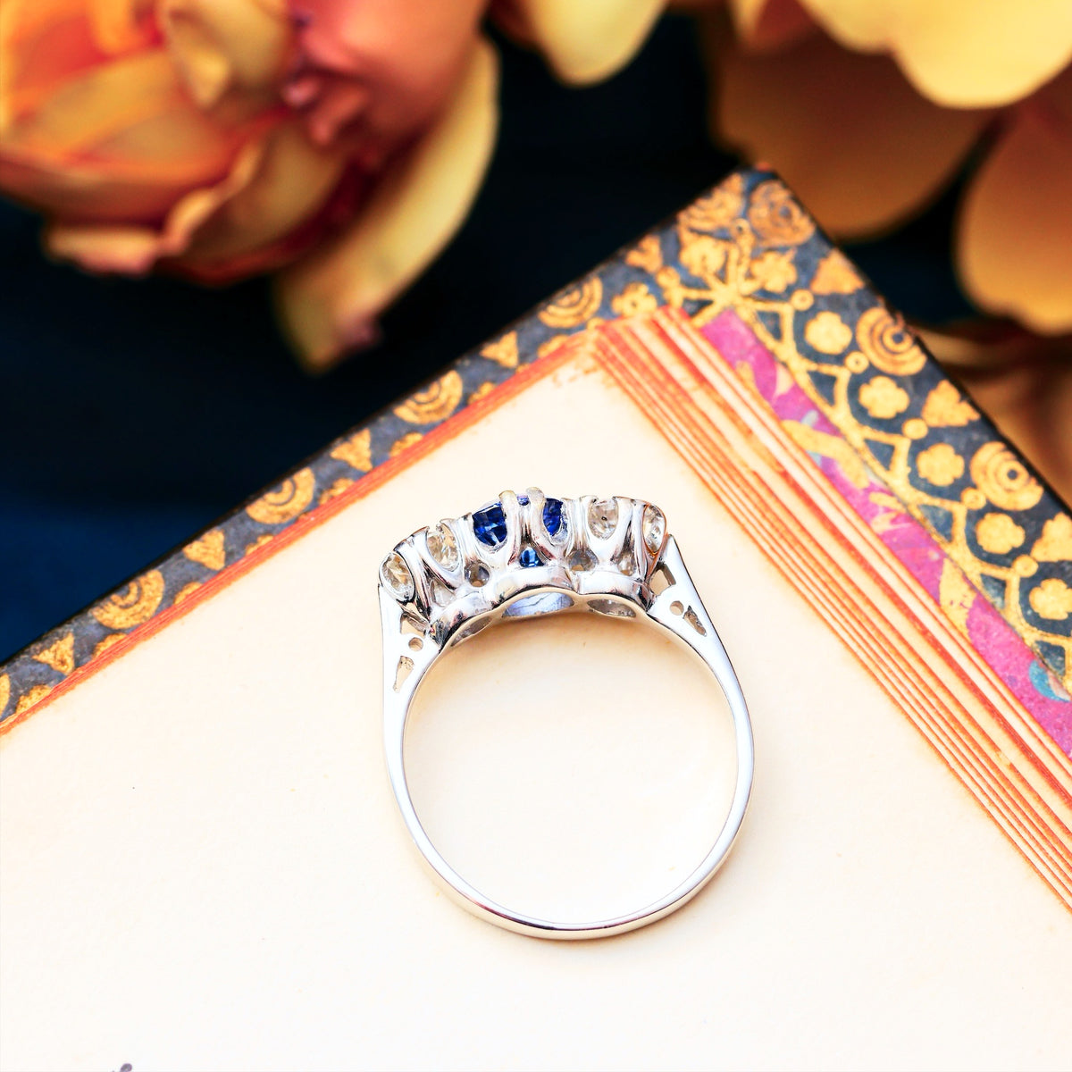 Dazzlin' Vintage Ceylon Sapphire & Diamond Engagement Ring