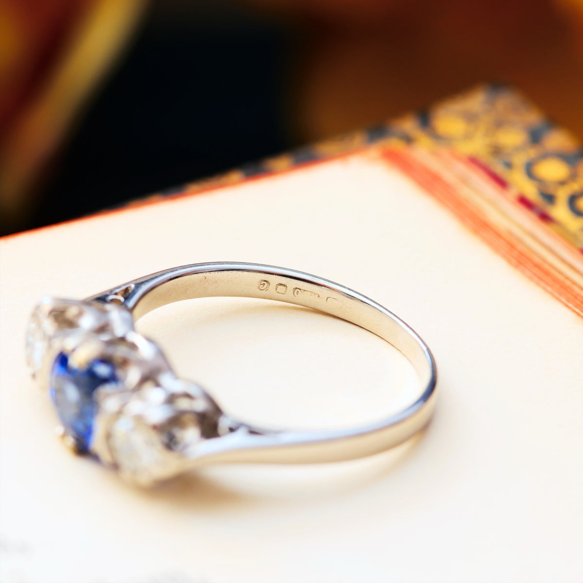 Dazzlin' Vintage Ceylon Sapphire & Diamond Engagement Ring