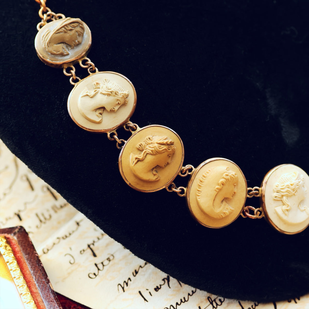 Antique Victorian Lava Cameo Collarette Necklace