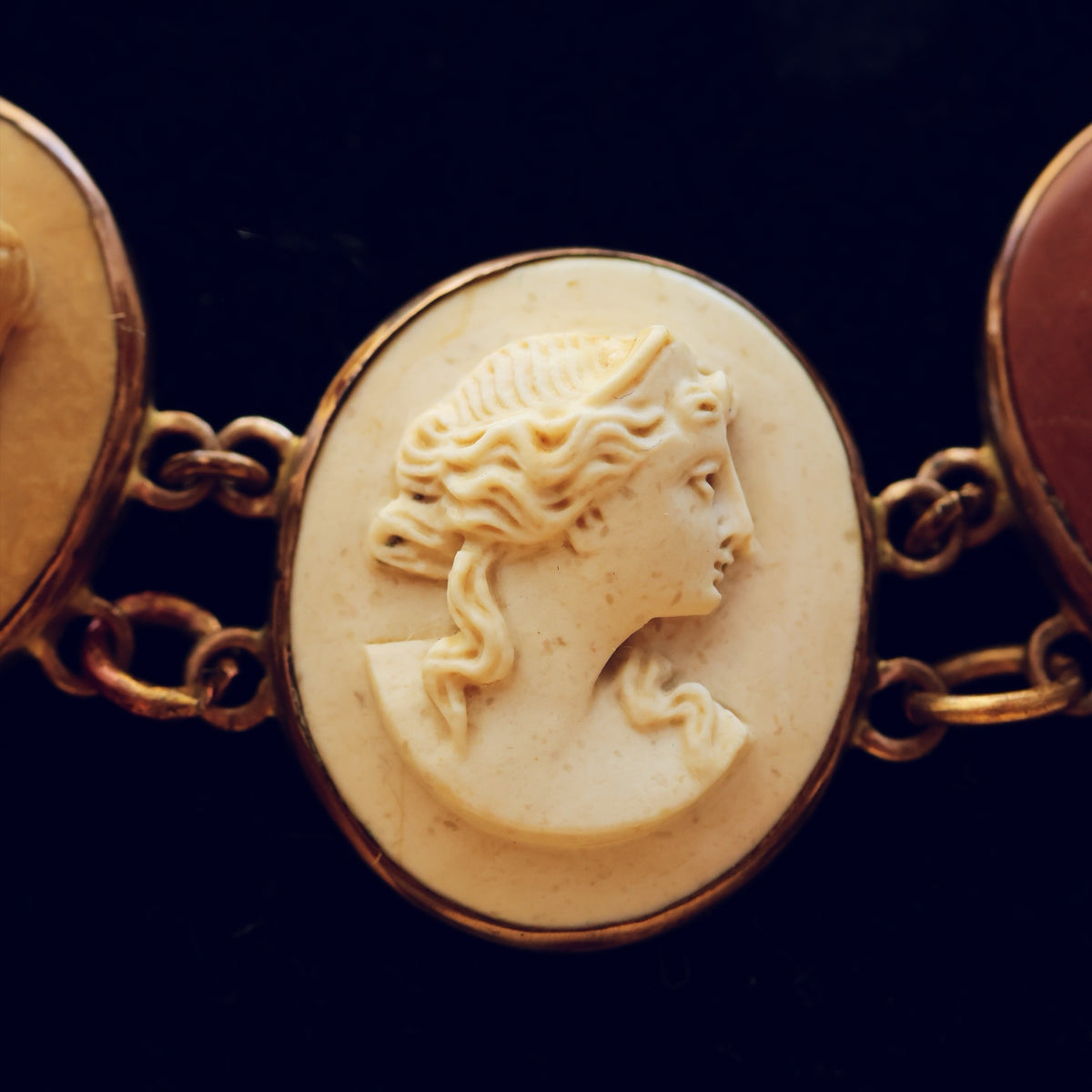 Antique Victorian Lava Cameo Collarette Necklace