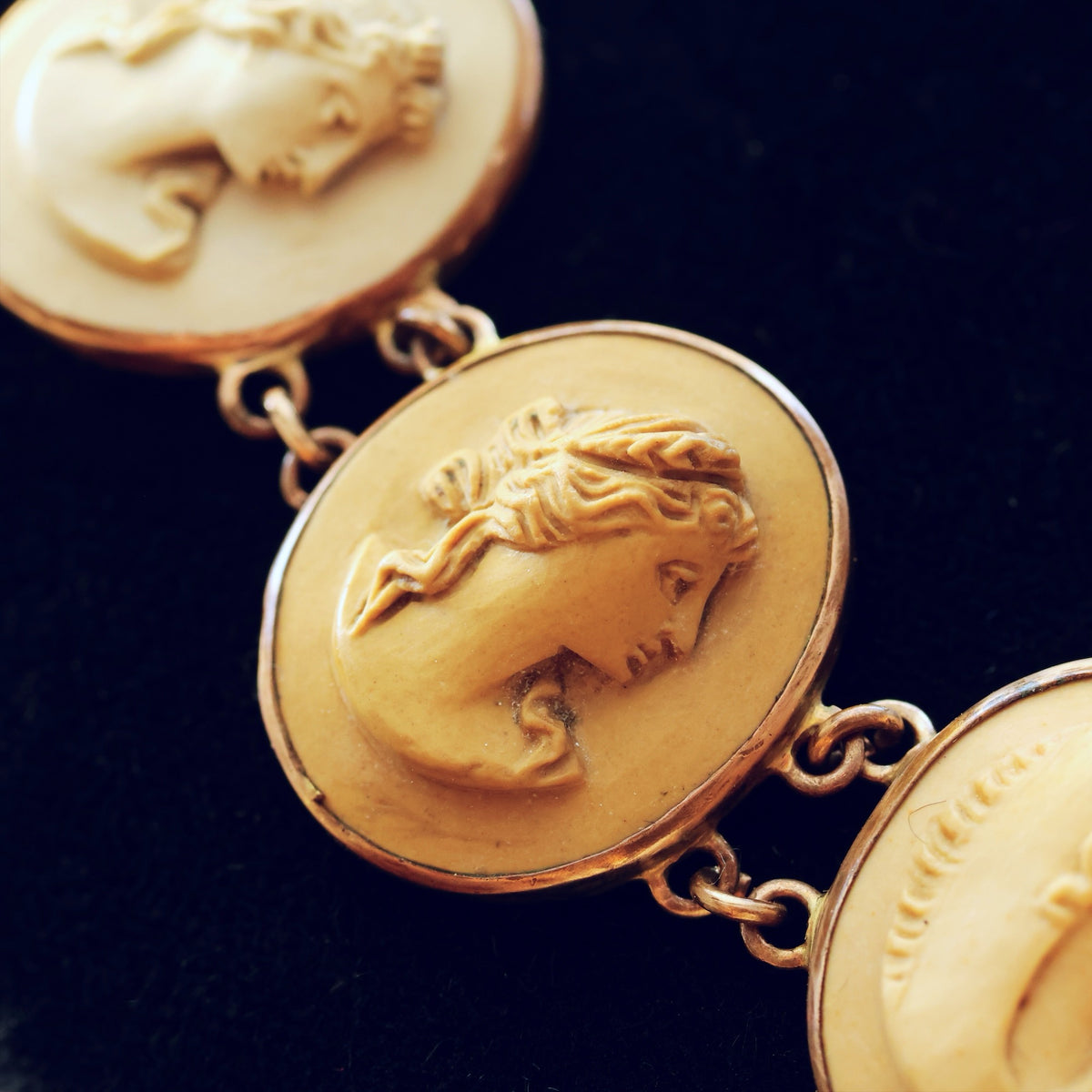 Antique Victorian Lava Cameo Collarette Necklace