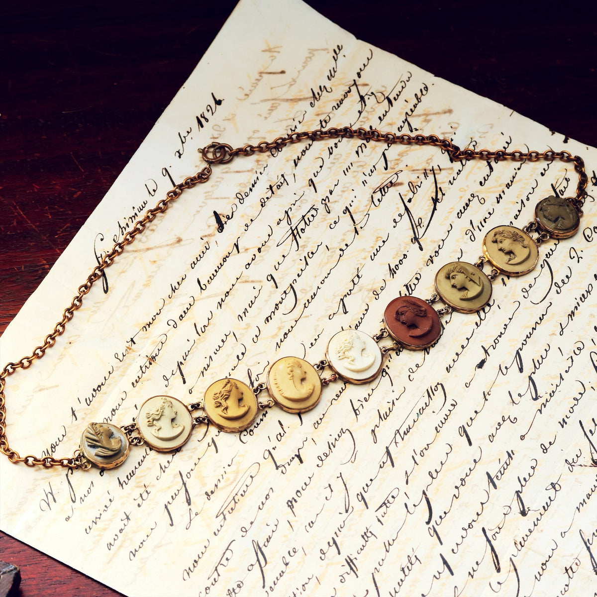 Antique Victorian Lava Cameo Collarette Necklace