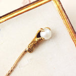 Antique Gothic Victorian Wild Pearl Claw Stick Pin