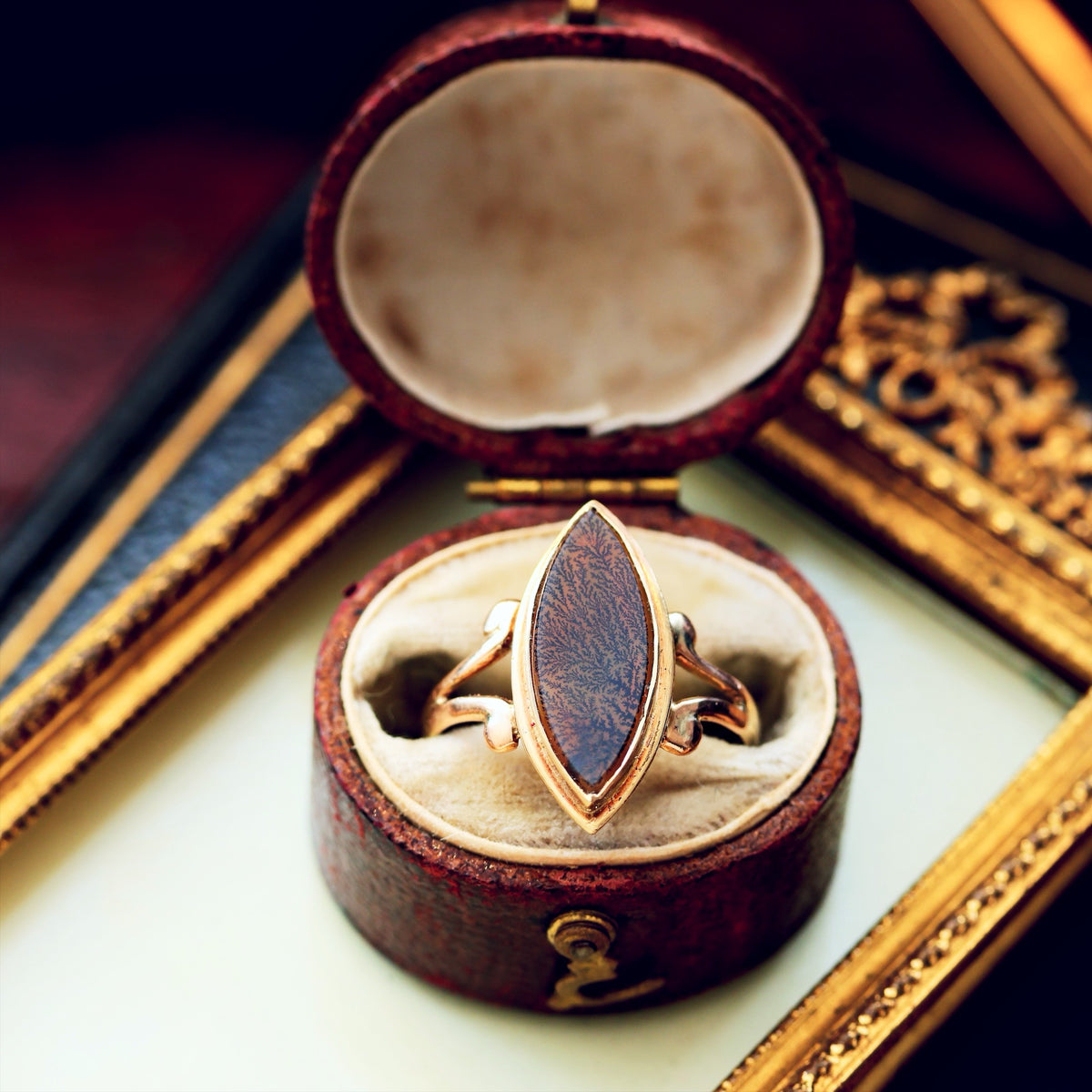 Antique Edwardian Dendritic Agate Ring