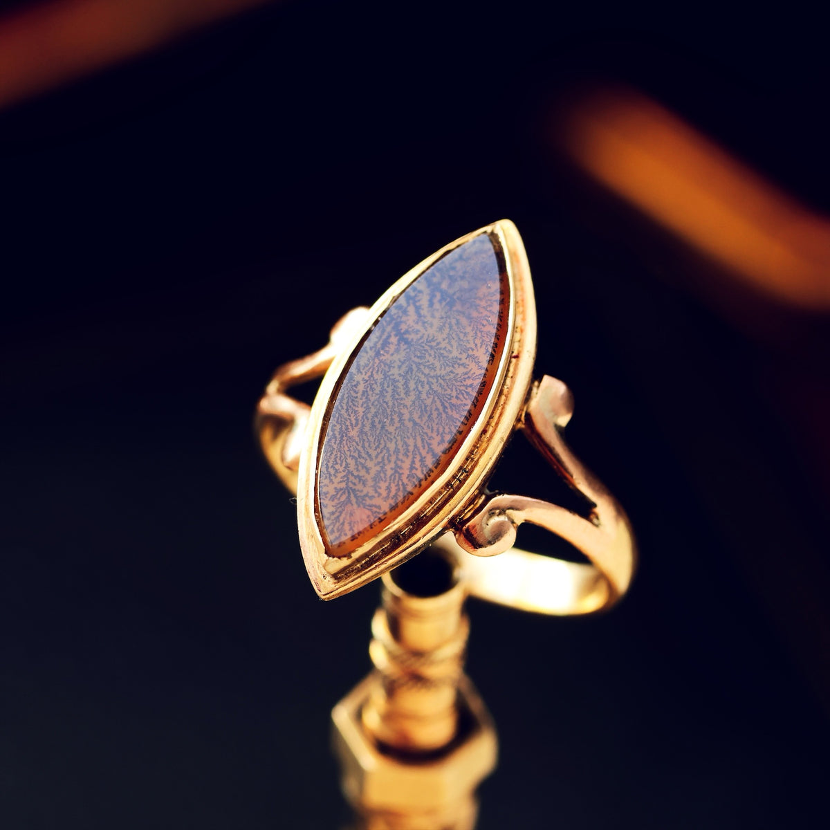 Adorable Antique Edwardian Dendritic Agate Ring