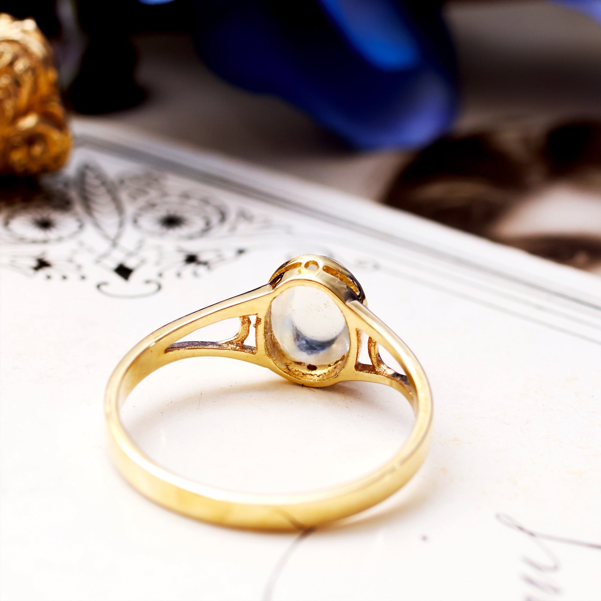 Edwardian Style 9ct Gold Blue Moonstone Ring – Fetheray