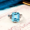 Exquisite Art Deco 5.39ct Aquamarine & Platinum Ring