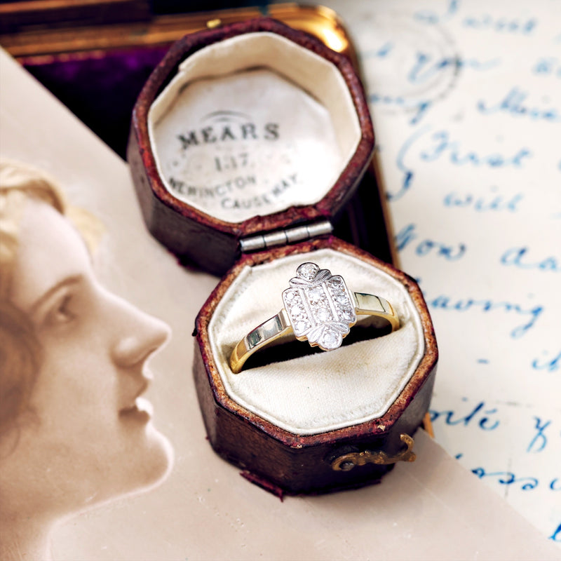 FABULOUS Vintage Art Deco Diamond Panel Ring