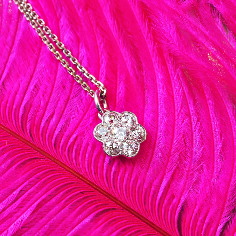 Vintage Hand Cut Diamond Daisy Necklace