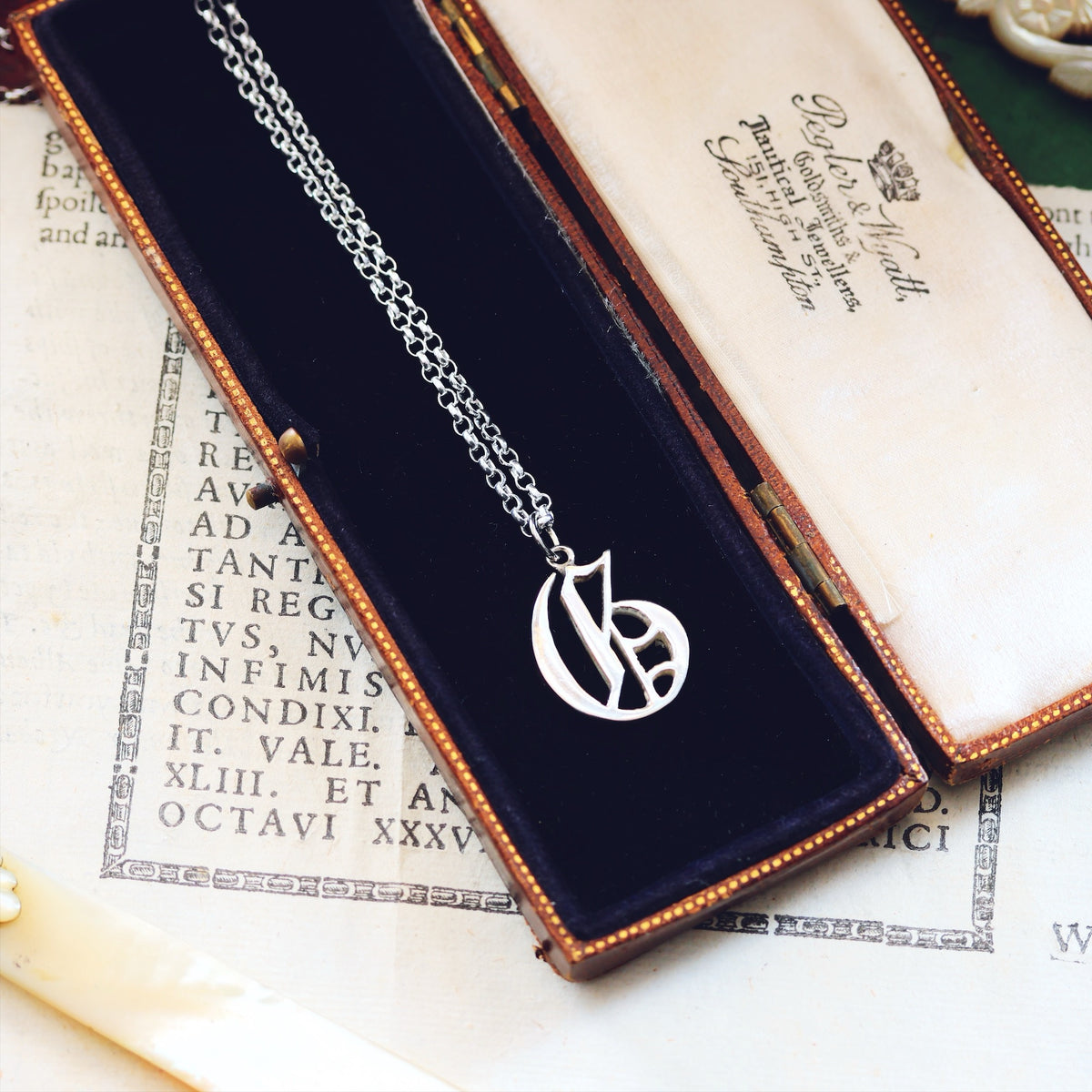 Victorian Gothic Silver Initial 'G' Pendant