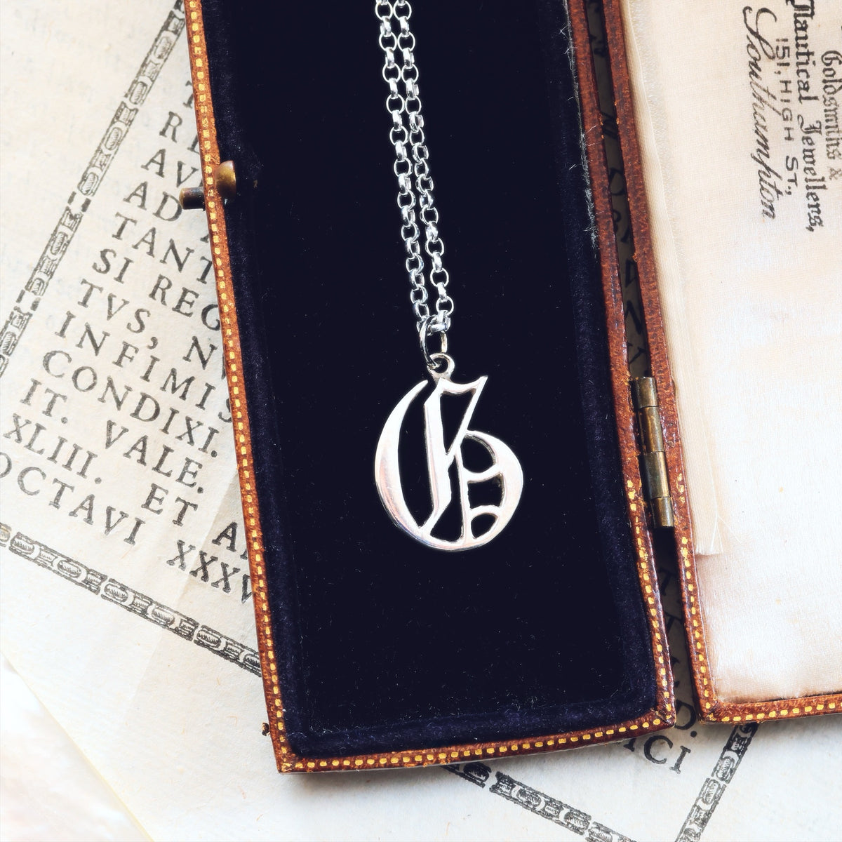 Victorian Gothic Silver Initial 'G' Pendant