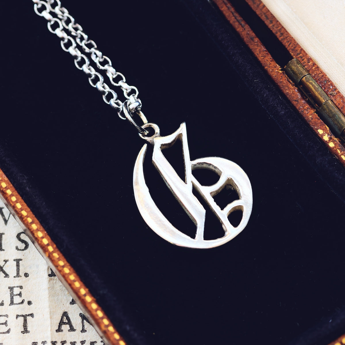 Victorian Gothic Silver Initial 'G' Pendant