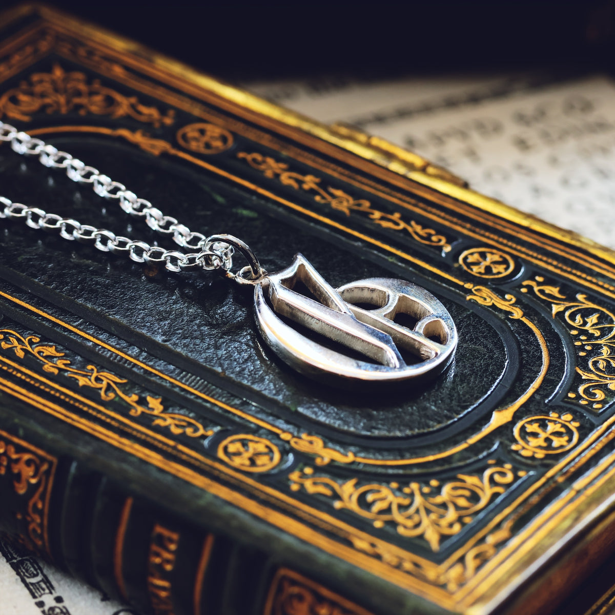 Victorian Gothic Silver Initial 'G' Pendant