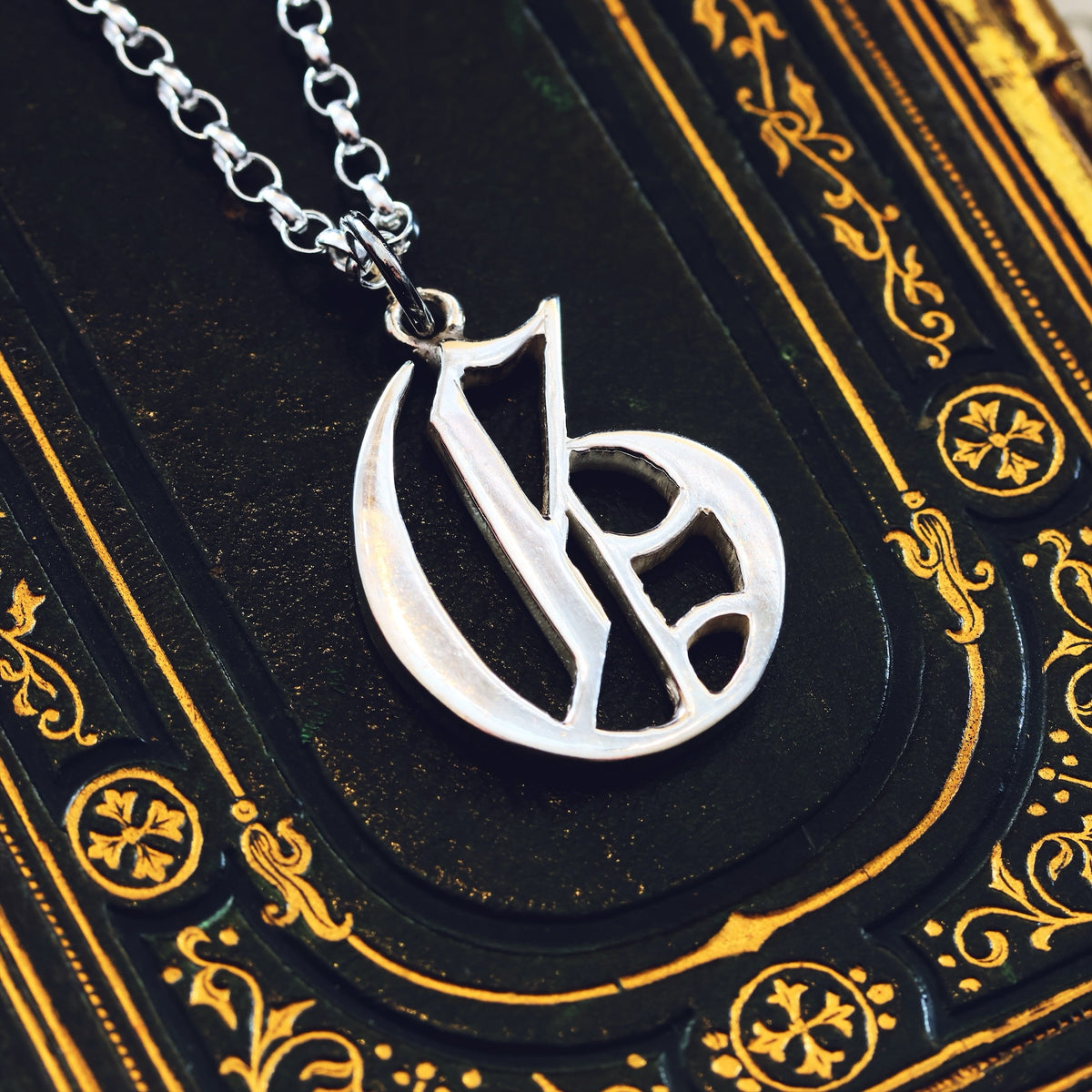 Victorian Gothic Silver Initial 'G' Pendant
