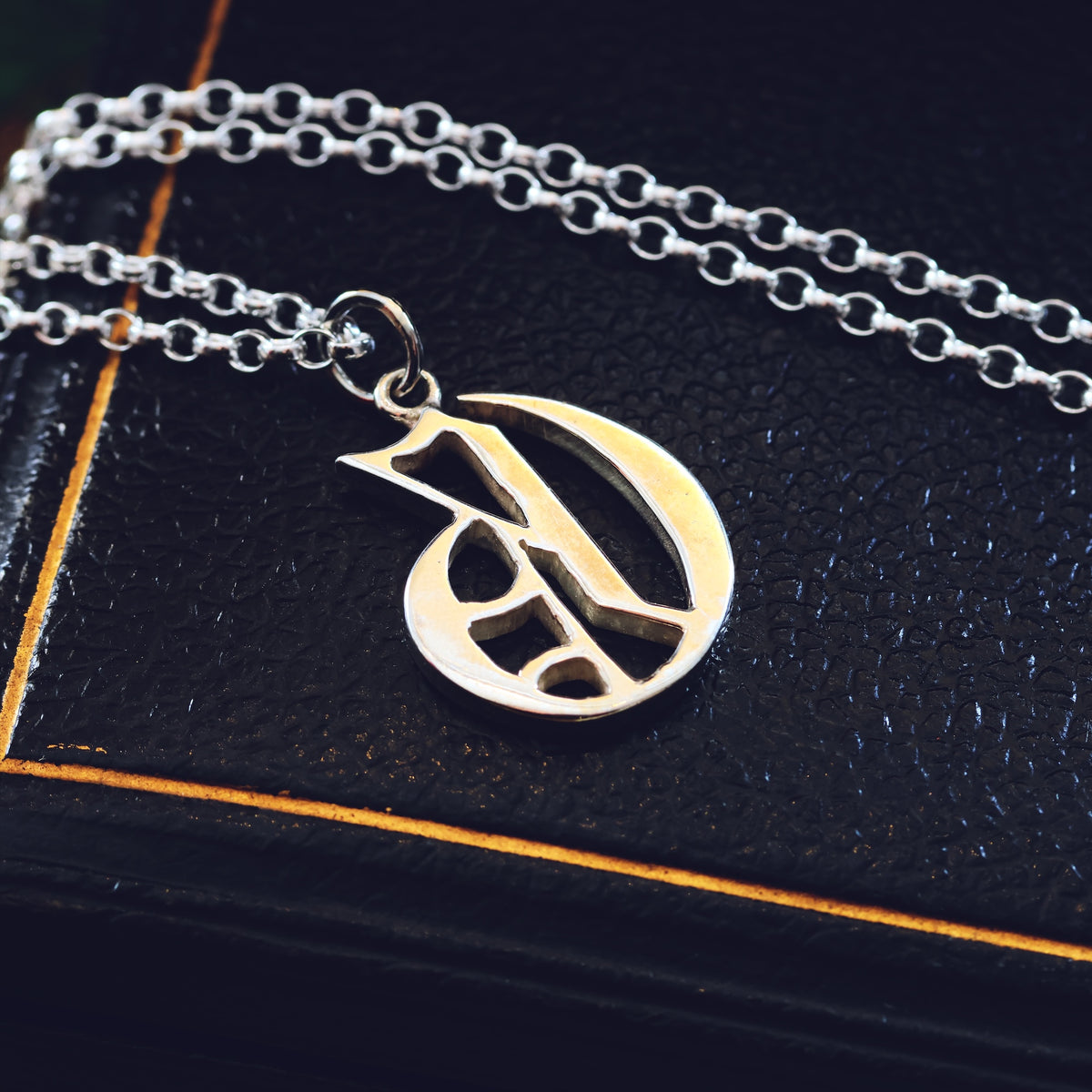 Victorian Gothic Silver Initial 'G' Pendant