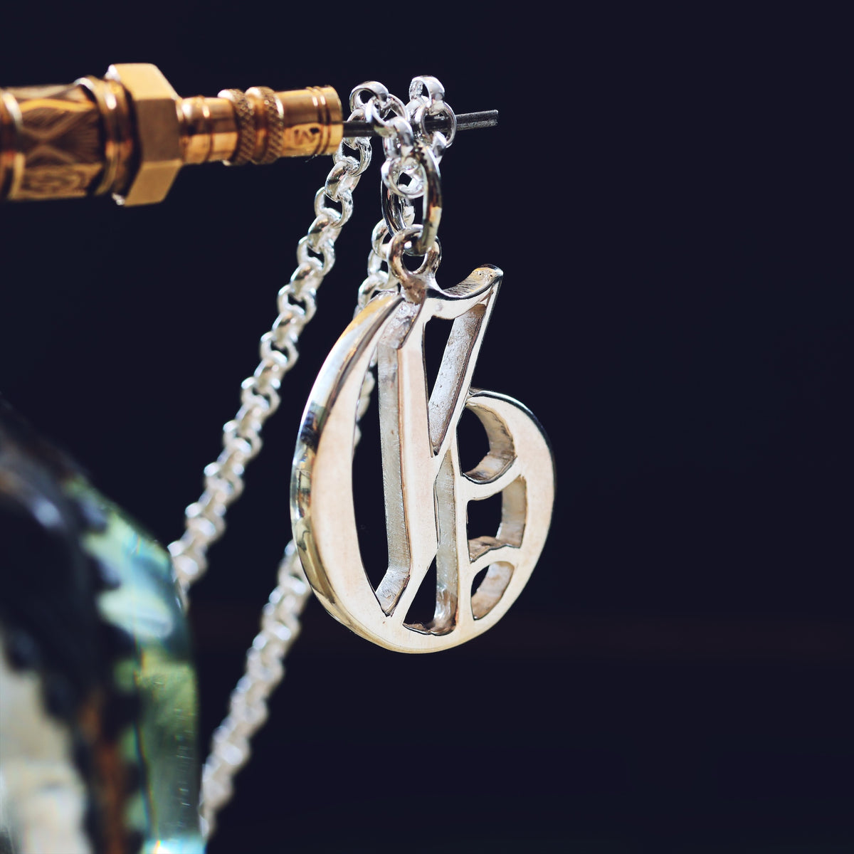 Victorian Gothic Silver Initial 'G' Pendant