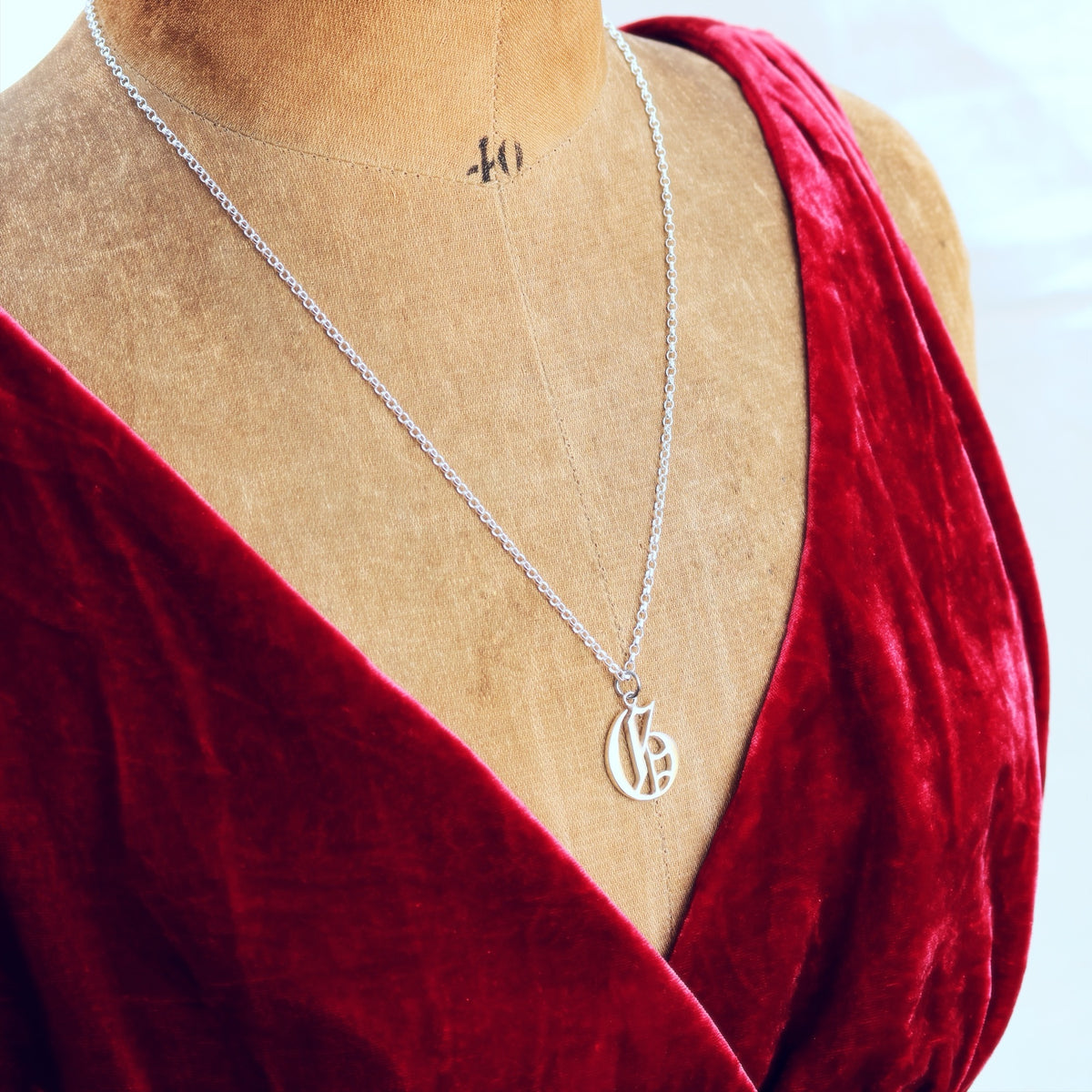 Victorian Gothic Silver Initial 'G' Pendant