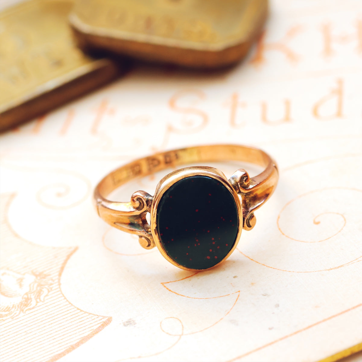Sweetest Tiny Antique Bloodstone Signet Ring