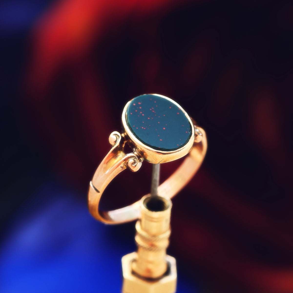 Sweetest Tiny Antique Bloodstone Signet Ring