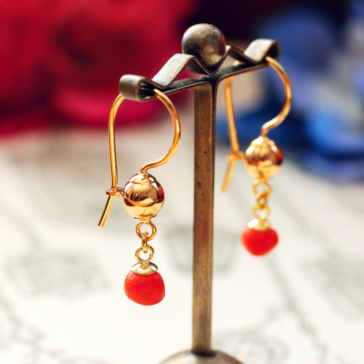 Mediterranean Coral Drop Earrings