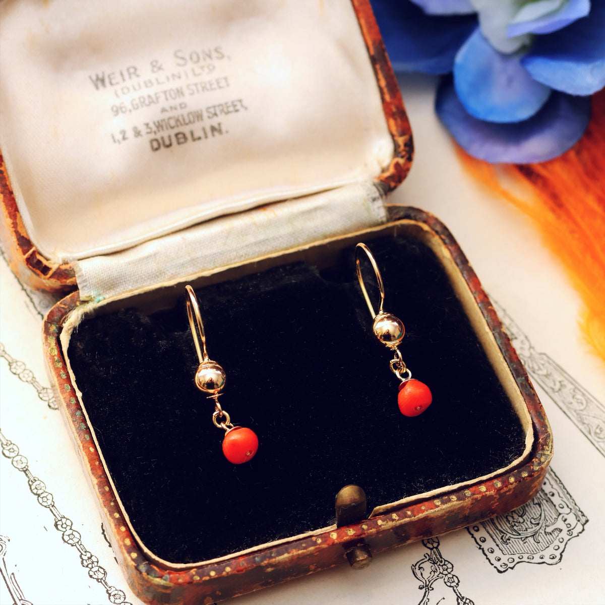 Mediterranean Coral Drop Earrings